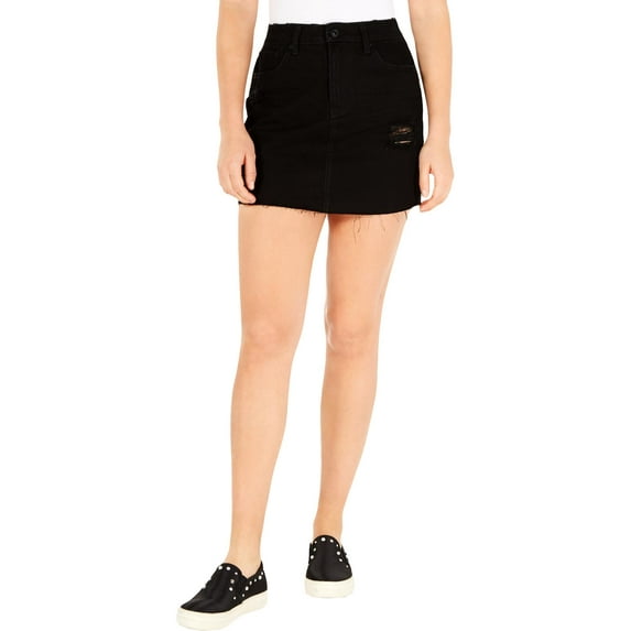 Vanilla Star Womens Juniors Distressed Mini Denim Skirt