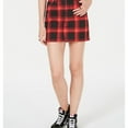 thumbnail image 1 of Vanilla Star Womens Plaid Mini Denim Skirt, Red, Juniors, 3, 1 of 1