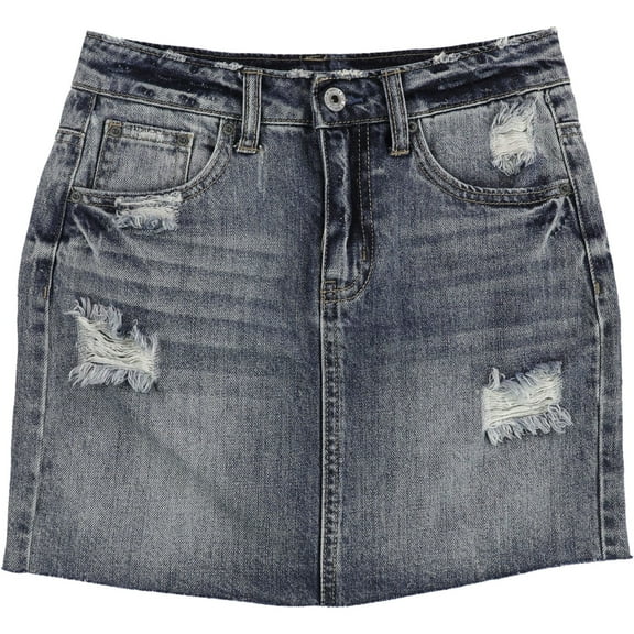 Vanilla Star Womens Vintage Mini Denim Skirt, Blue, Juniors, 0