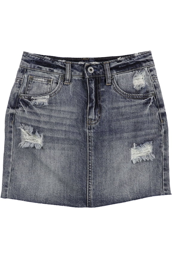 Womens Vintage Mini Denim Skirt, Blue, Juniors, 0