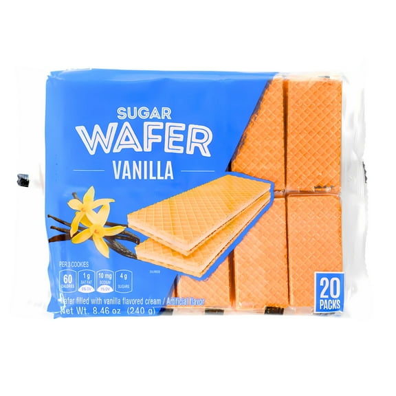 Vanilla Sugar Wafers, 20 Individual Packs, 8.46 oz Total Crispy Wafers with Vanilla Flavored Cream Lunchbox School Office Pantry Snacking Gourmet Party Treats