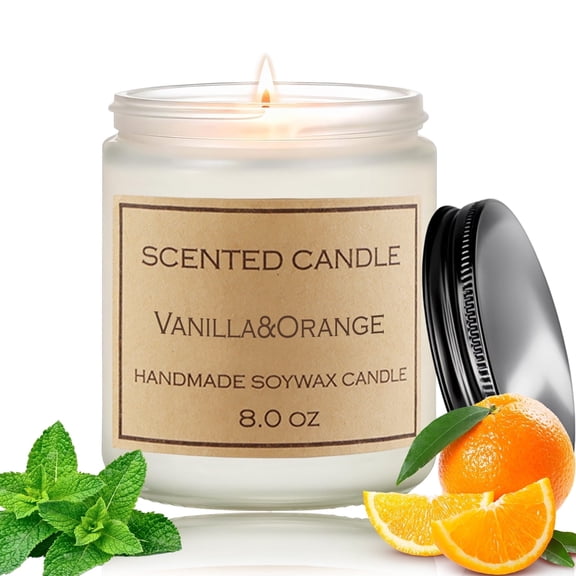 Vanilla Sweet Orange Scented Candle, Candle -35 Hour Burn Time, 8.oz Relaxing Aromatherapy for Home, Stress Relief, Candles Soy Candle Gift Set for Women