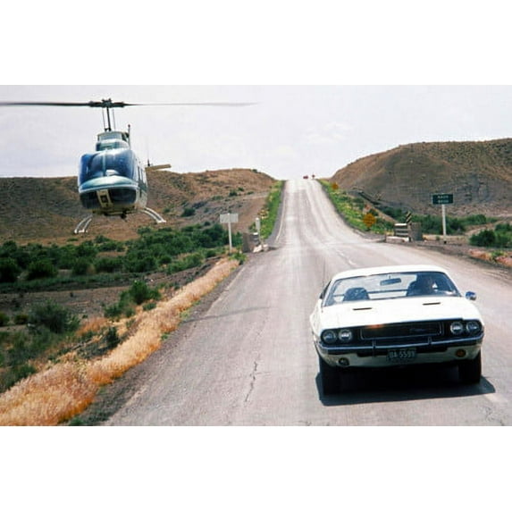 Vanishing Point 1970 Dodge Challenger chased by helicopter classic car 24x36 Poster