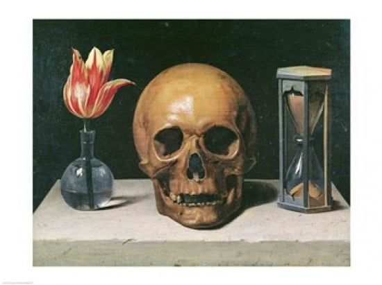 Vanitas Still Life with a Tulip Skull and Hour-Glass Canvas Art - Philippe De Champaigne (24 x 18)