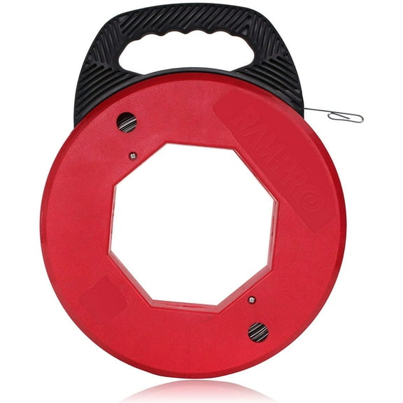 Vanitek 200 Foot Reach, Spring-Steel Fish Tape Reel, with High Impact Case, for Electric or Communication Wire Puller
