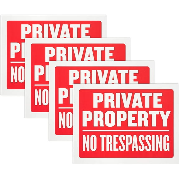 8 Pack Private Property No Trespassing Sign 9 x 12 Inch Weatherproof, Water Resistant, Easy to Mount, Durable Ink, Indoor and Outdoor Keep, for Home Safety & Privacy