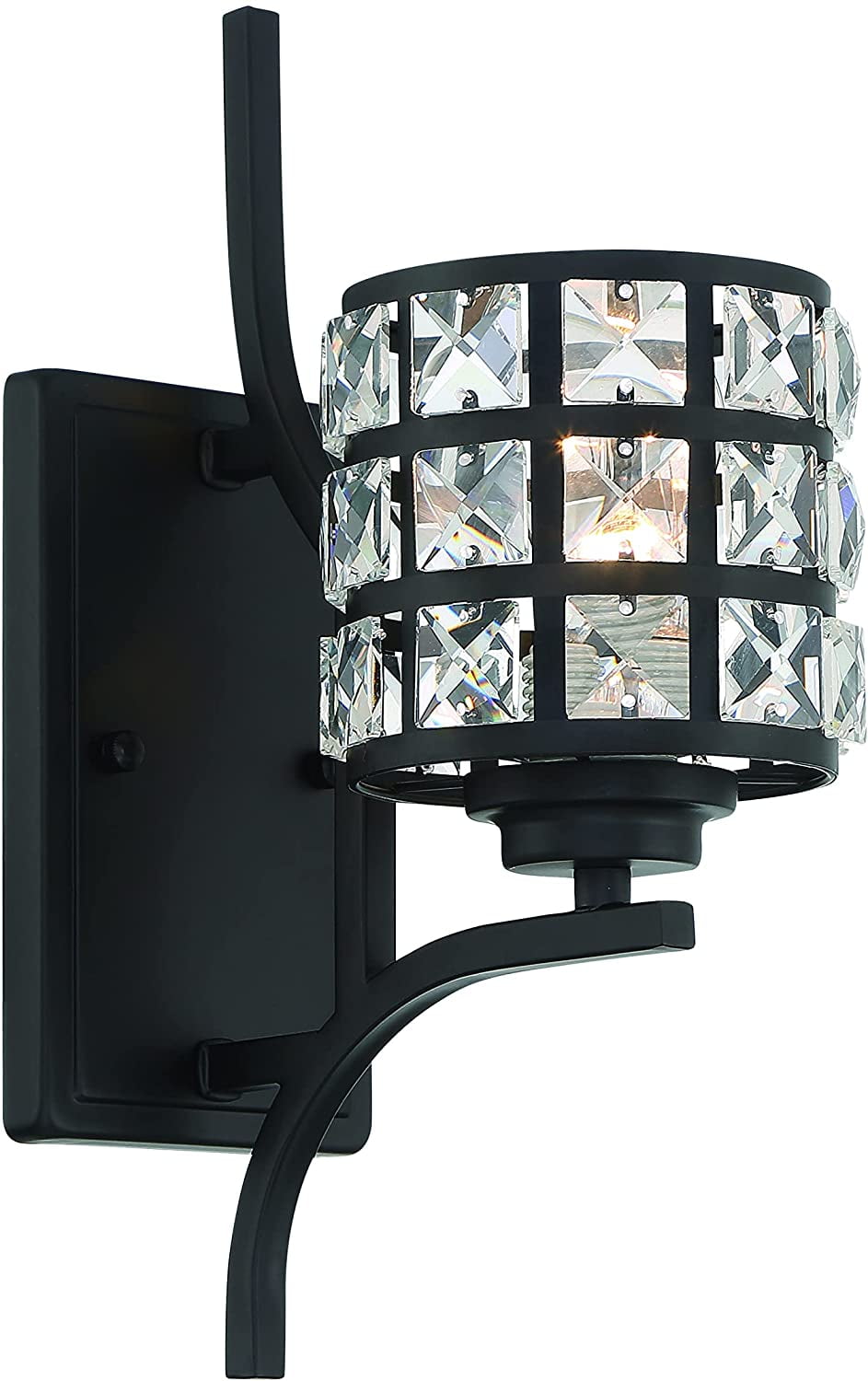 Black Metal and Crystal Dimmable Vanity Sconce