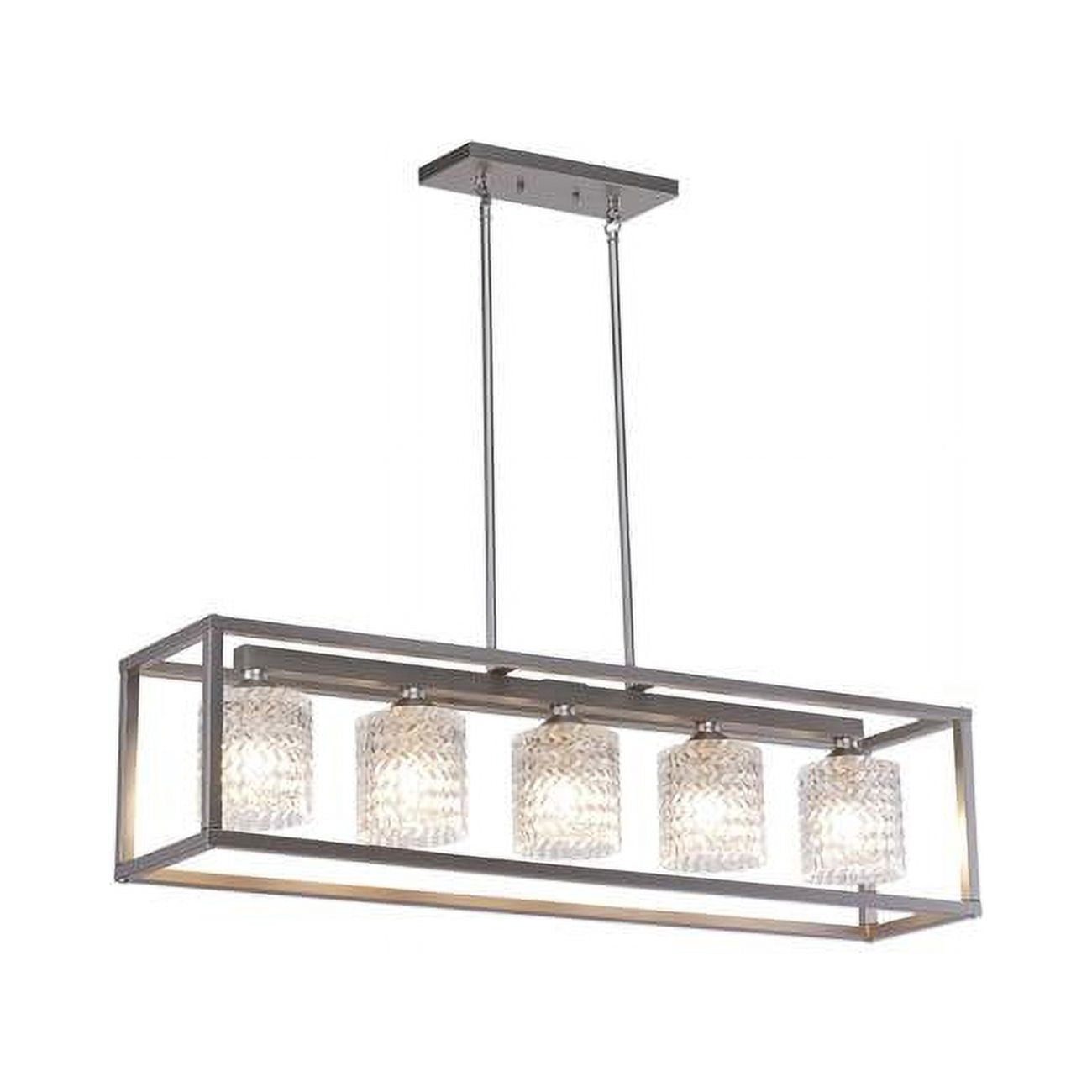 Vanity Art 10015AS Elegant Cut Crystal Glass 5 Light Linear Pendant ...