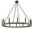 thumbnail image 1 of Vanity Art 10552DW-BK 39 x 39 x 35 in. 12-Light Candle Style Wagon Wheel Chandelier, Darkwood & Black, 1 of 2