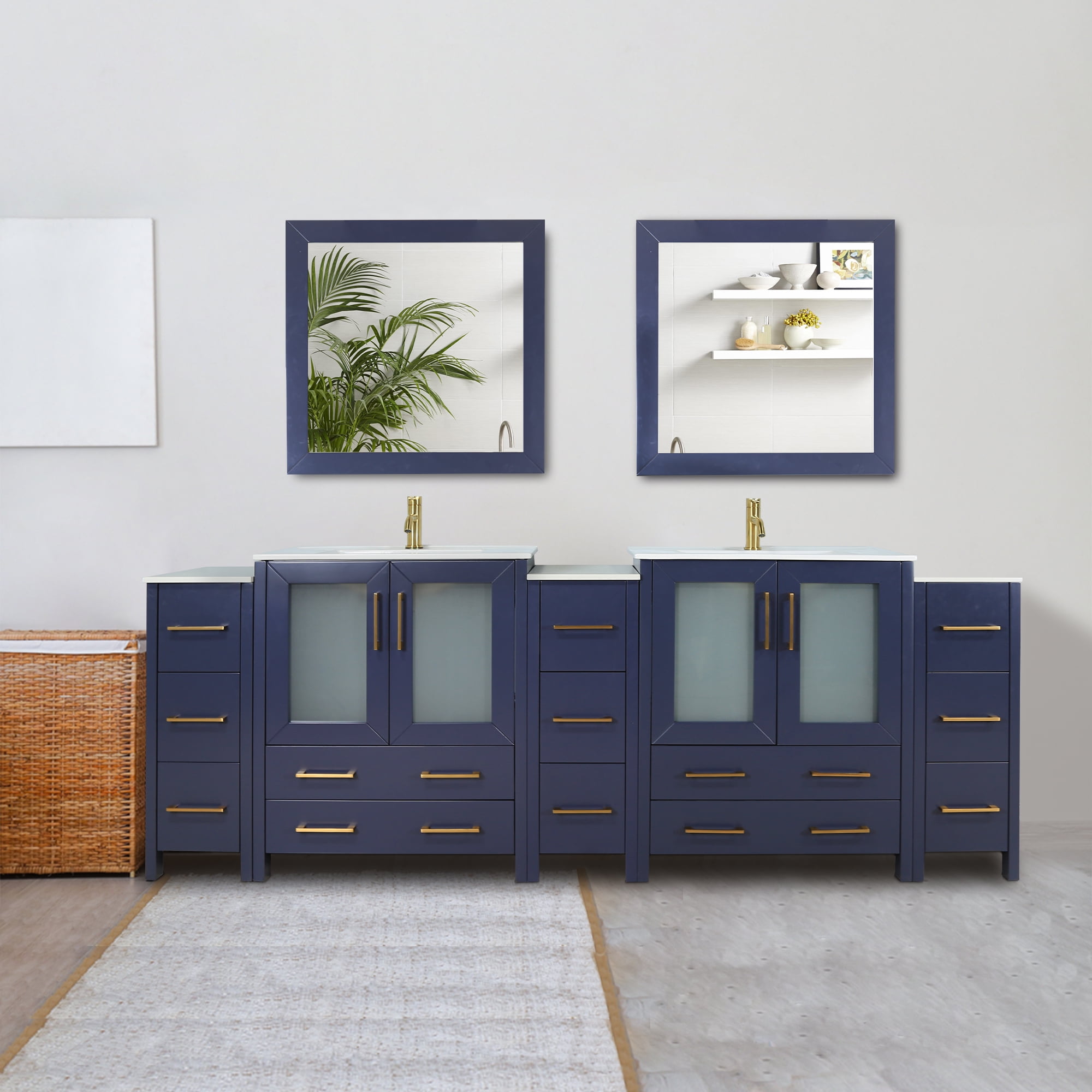 Vanity Art 108 Inch Double Sink Bathroom Vanity Combo Set 5 Cabinets 2 ...