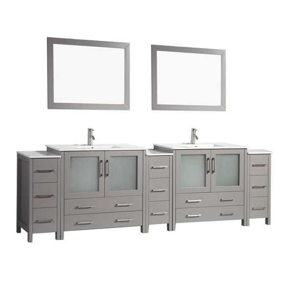Vanity Art VA3036-108G 108 in. Double Sink Bathroom Vanity Set, Gray