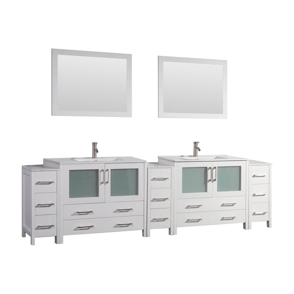 Vanity Art VA3036-108W 108 in. Double Sink Bathroom Vanity Set, White