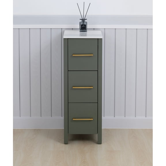 Vanity Art 12" Freestanding Bathroom Storage Cabinet with Ceramic Top