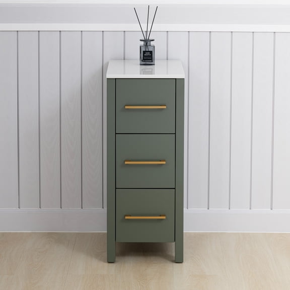 Vanity Art 12" Freestanding Bathroom Storage Cabinet with Ceramic Top