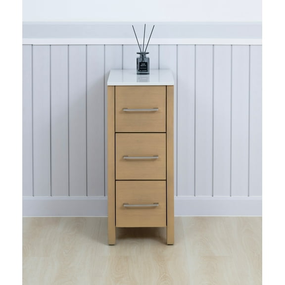 Vanity Art 12" Freestanding Bathroom Storage Cabinet with Engineered Marble Top