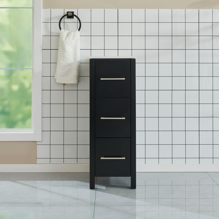 Vanity Art 12 in. W x 18.5 in. D x 30 in. H Bath Vanity Side Cabinet in Espresso with Engineered Marble Top