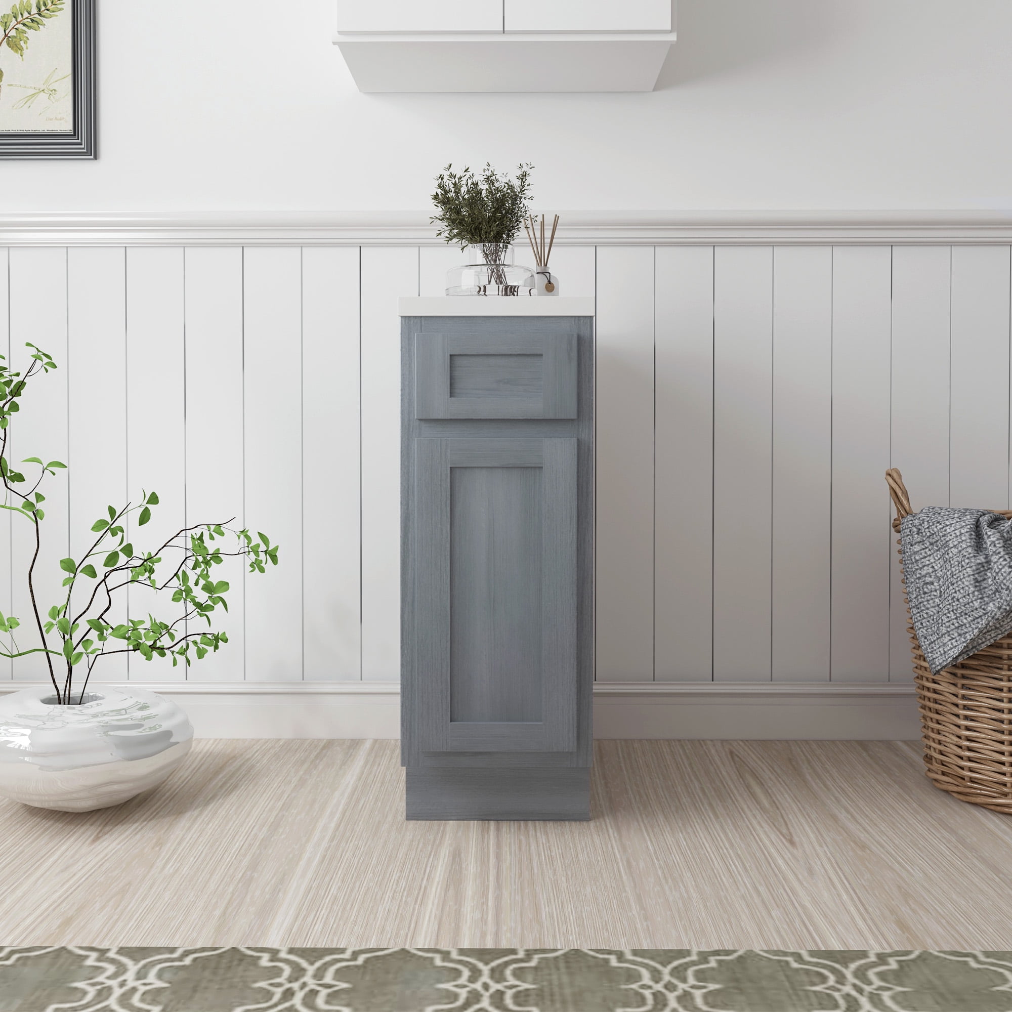 Silver Shaker Style 12" Single Bathroom Vanity Cabinet