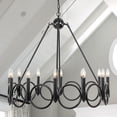 thumbnail image 1 of Vanity Art 12 Light Wagon Wheel Candle Style Chandelier, Modern Hanging Lighting, Ceiling Lights Fixtures for Dining Room Living Room Bed Room Kitchen, Classic Black, 22512BK, 1 of 8