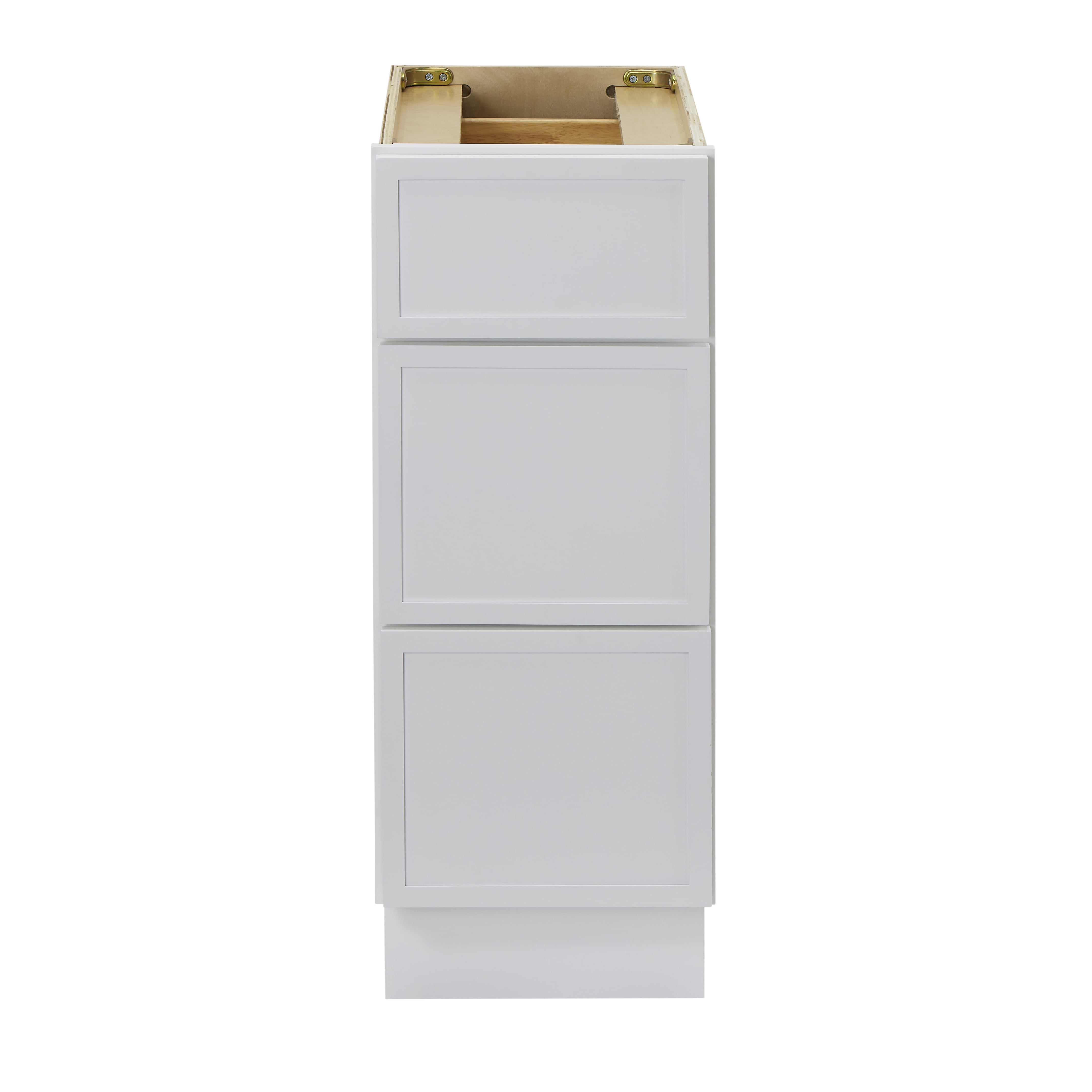 White 12" Freestanding Birch and Plywood Storage Cabinet with 3 Drawers