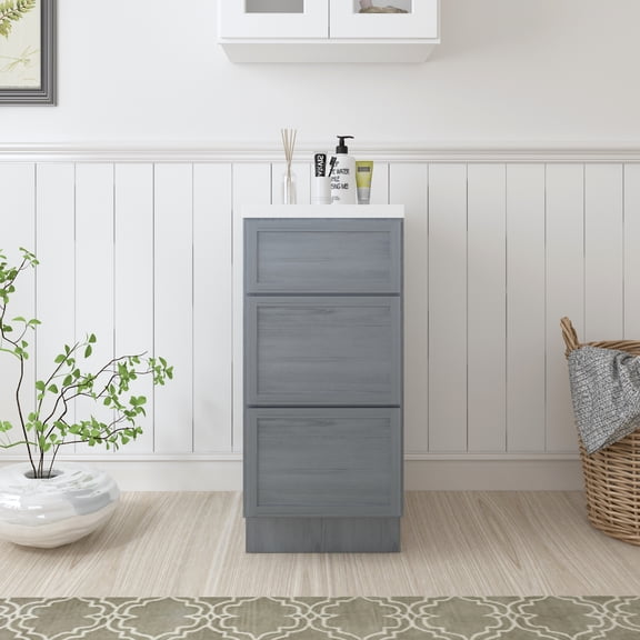 Vanity Art 15" W Birch Plywood Freestanding Single Base 3 Drawers Storage Cabinet