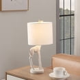 thumbnail image 1 of Vanity Art 16.54" Indoor White Table Lamp with Fabric Shade | Modern Farmhouse Bedside Lamp Giraffe Table Lamp for Bedroom, Living Room, Office, College Dorm MLT003TL-GF-WT, 1 of 4