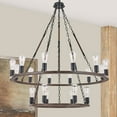 thumbnail image 1 of Vanity Art 18 Lights Wagon Wheel Chandelier Lighting Farmhouse Candle 2 Tier Ceiling Light Fixtures for Living Room Kitchen Dining Room MLT5218LT-DW-BK, 1 of 9