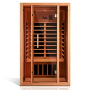 Vanity Art 2 Person Extendable FAR Infrared Sauna for Home, Hemlock Wood Low EMF 6 Carbon Heaters Indoor Saunas with LED Lights, Bluetooth Speaker, Digital Control Panel, and Seating Bench