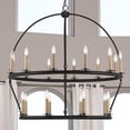 thumbnail image 1 of Vanity Art 20 Lights Wagon Wheel Chandelier Lighting in Classic Black | Modern 2 Tiered Hanging Light Farmhouse Candle Style Ceiling Light Fixtures for Living Room Dining Room MLT1220BK-BD, 1 of 8