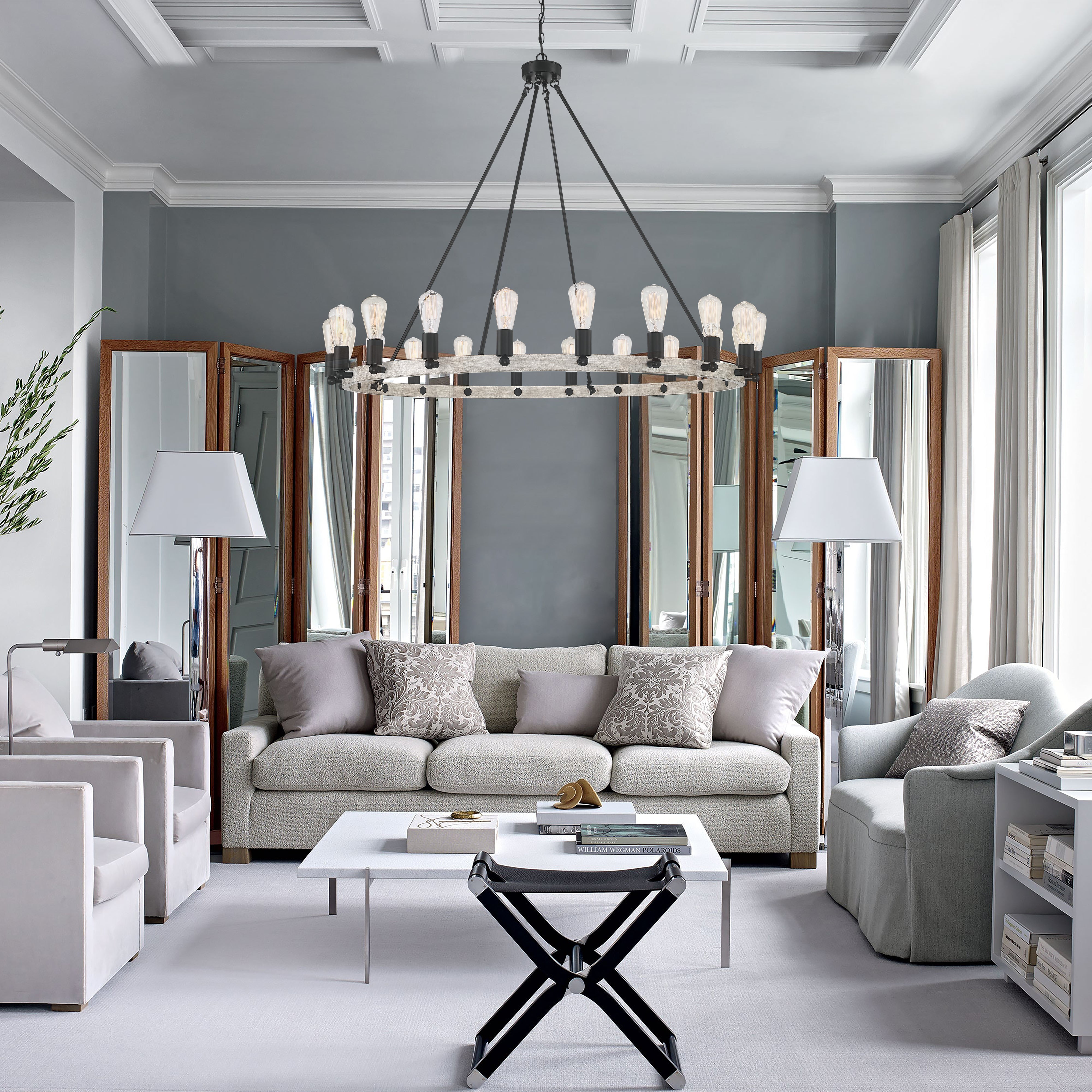 Vanity Art 20 Lights Wagon Wheel Chandelier Lighting | Modern Hanging ...