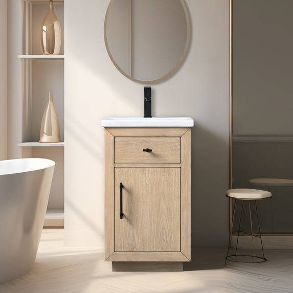 Vanity Art 20" Single Bathroom Vanity with Sink, Freestanding Bath Storage Cabinet with Ceramic Top