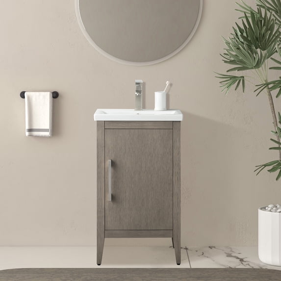 Vanity Art 20” Single Sink Bathroom Vanity Cabinet with Ceramic Countertop