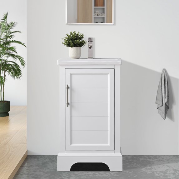 Vanity Art 20 x 16 x 34.5 in. Single Sink Bathroom Vanity with Ceramic Sink & Top, White