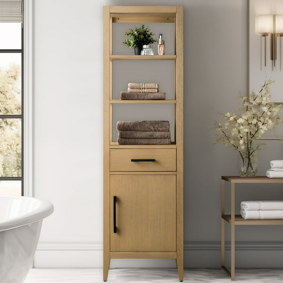 Vanity Art 21" Freestanding Linen Cabinet with Soft Close Door and Drawer