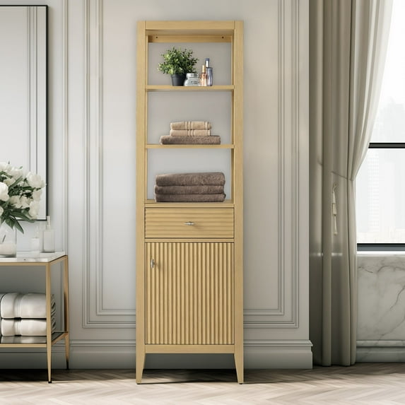 Vanity Art 21" Freestanding Linen Cabinet with Soft Close Door and Drawer