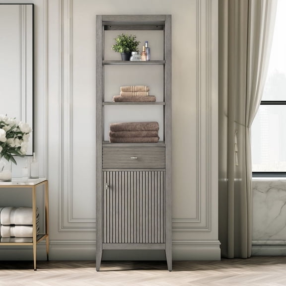 Vanity Art 21" Freestanding Linen Cabinet with Soft Close Door and Drawer