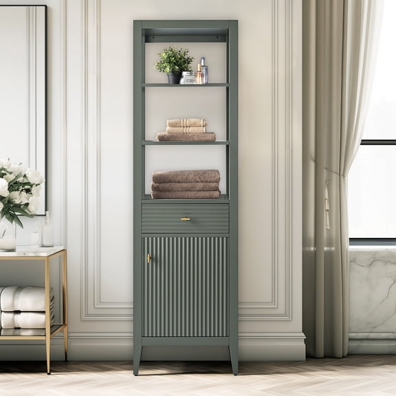 Vanity Art 21" Freestanding Linen Cabinet with Soft Close Door and Drawer