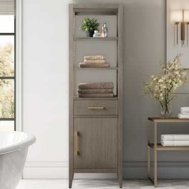 Vanity Art 21" Freestanding Linen Cabinet with Soft Close Door and Drawer