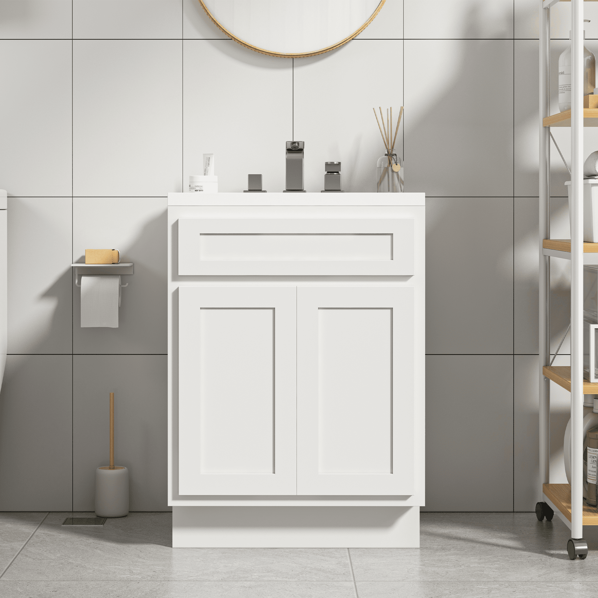Vanity Art 24 Inch Double Shutter Door Bathroom Vanity Base Cabinet ...