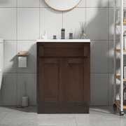 Vanity Art 24 Inch Double Shutter Door Bathroom Vanity Base Cabinet with Soft Closing Shaker Drawer, Strudy Floor Mount Storage Cabinet Organizer for Bedroom, Living Room, Kitchen, VA4024-B