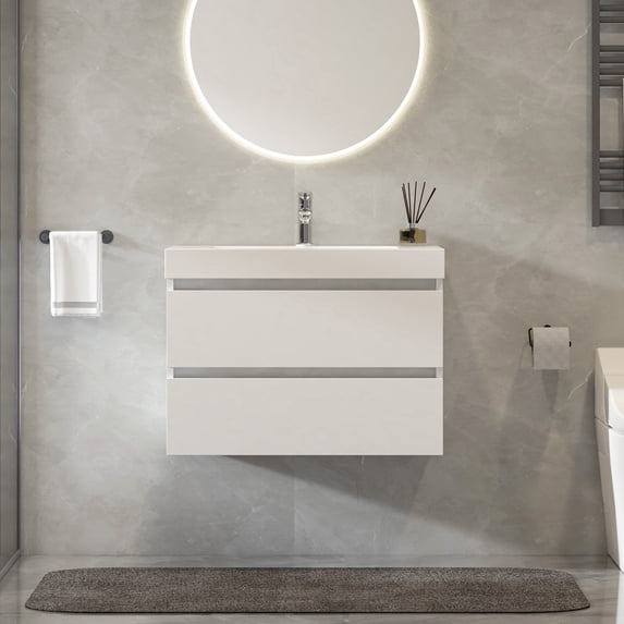 Vanity Art 24" Single Sink Wall Mount Bathroom Vanity Set with Engineered Stone Top