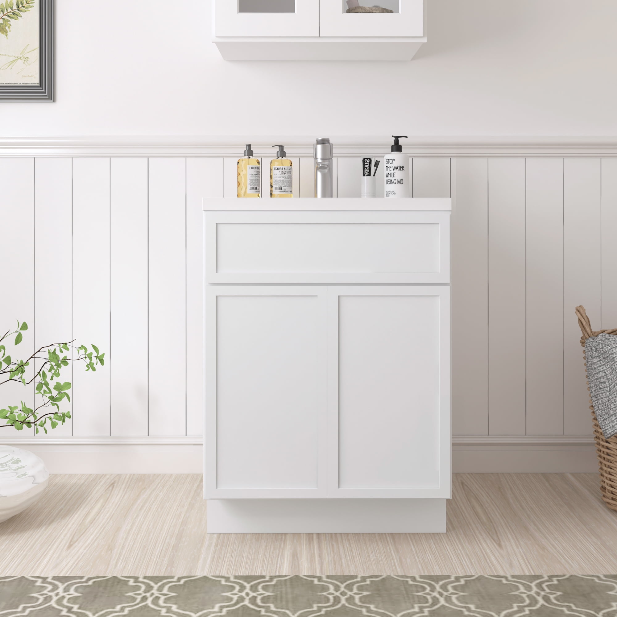 White Birch Plywood Freestanding Single Base Cabinet with Soft Close Doors