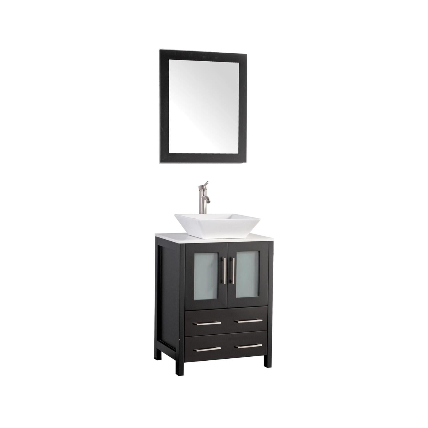 Espresso 24" Single Sink Bathroom Vanity Set with Ceramic Top