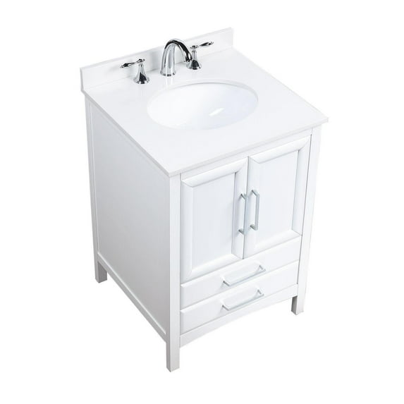 Vanity Art 24 inch single sink bathroom vanity set with cultured marble vanity top and ceramic sink.