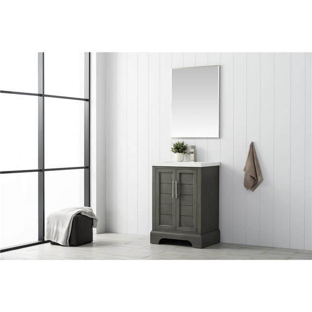 Silver Gray 24" Single Sink Bathroom Vanity with Ceramic Top