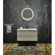 Vanity Art 28" Large LED Lighted Bathroom Vanity Wall Mirror with Touch Sensor | Modern Round Shape Wall Mounted Makeup Mirror with Adjustable LED Light for Over Sink Bedroom VA29C-G