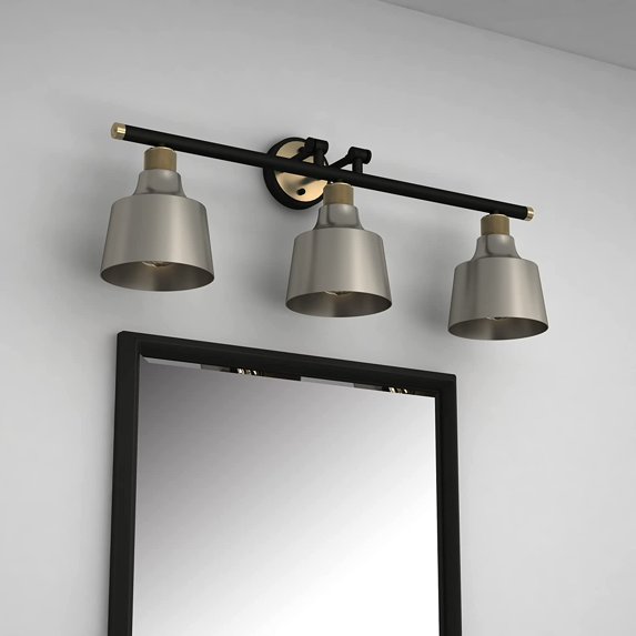 Vanity Art 3-Lights Wall Sconce Lighting Vintage Industrial Indoor and Outdoor Light Fixture Wall Mount Lamp Bath Sconce for Farmhouse, Bedroom, Bathroom Vanity, Living Room BA208-2BK-AB-DG