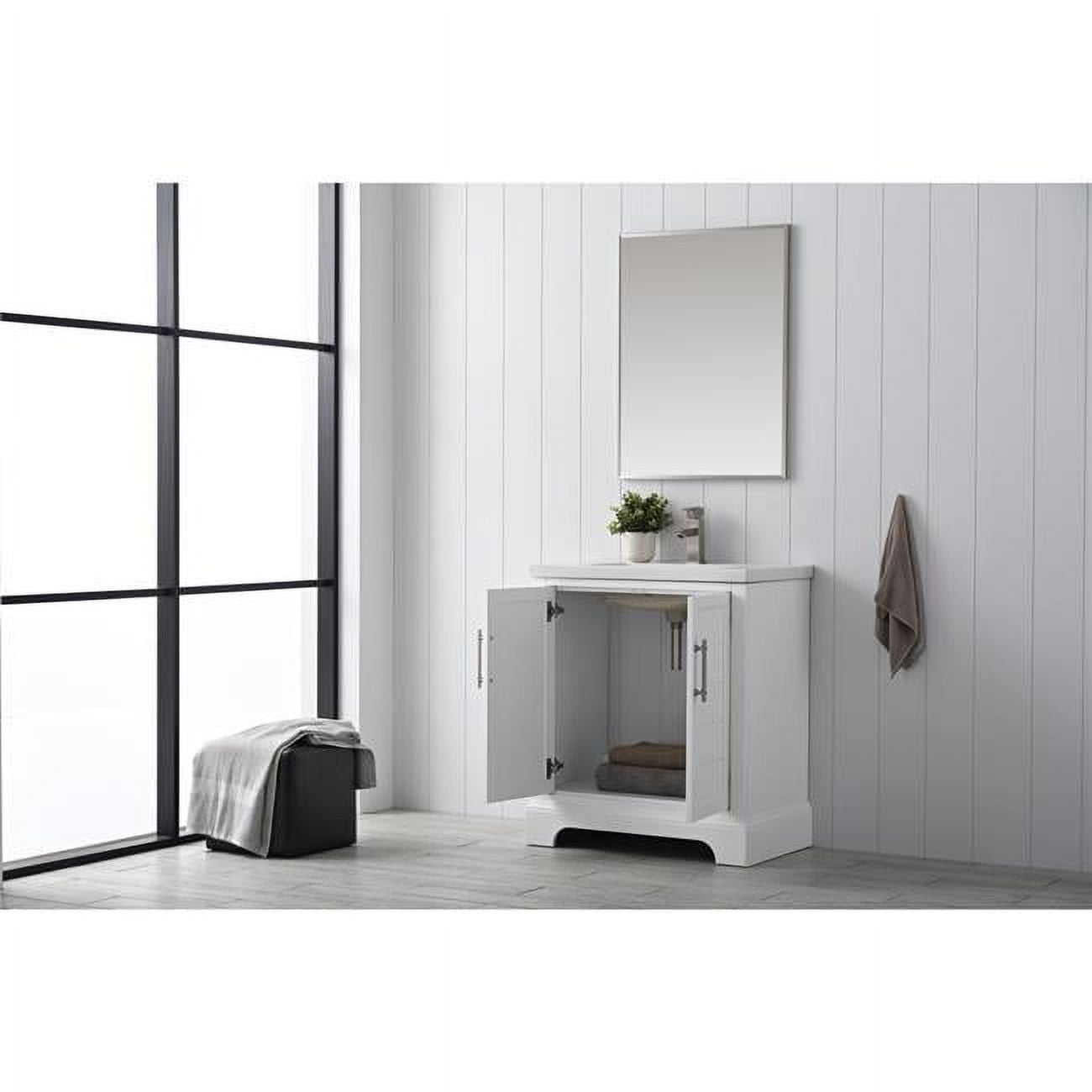 White MDF Single Sink Bathroom Vanity with Ceramic Top