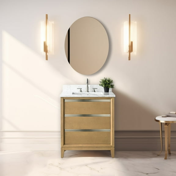 Vanity Art 30" Single Freestanding Bathroom Vanity with Sink and Engineered Marble Top