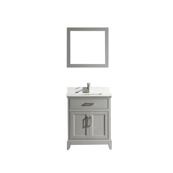 Vanity Art 30 inch single sink bathroom vanity set with super white engineered marble top.