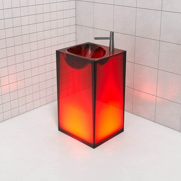 Vanity Art 33.5" Height Stone Resin Pedestal Freestanding Bathroom Sink Hand Wash Basin